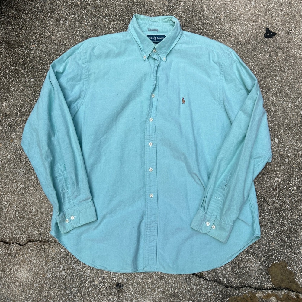 Polo Ralph Lauren Mens 18 36/37 Classic Fit Oxford Shirt Mint Green Aqua L XL